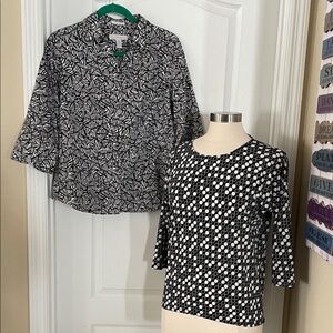 Chico's Zebra Print Blouse in Black and White/Polka Dot pullover Top size XS